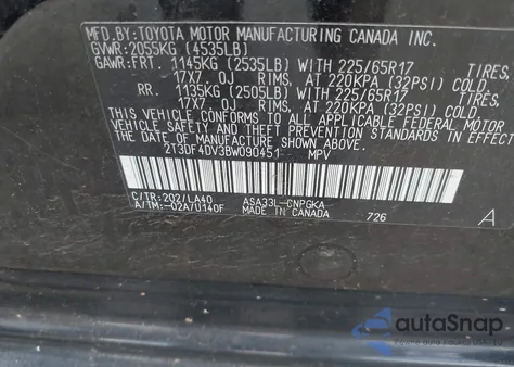 2011 Toyota Rav4 Limited from USA, damaged, VIN 2T3DF4DV3BW090451